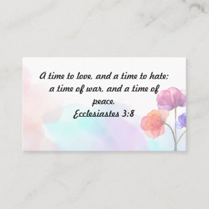 Ecclesiastes 3:8 KJV Bible Verse blommigt Visitkort