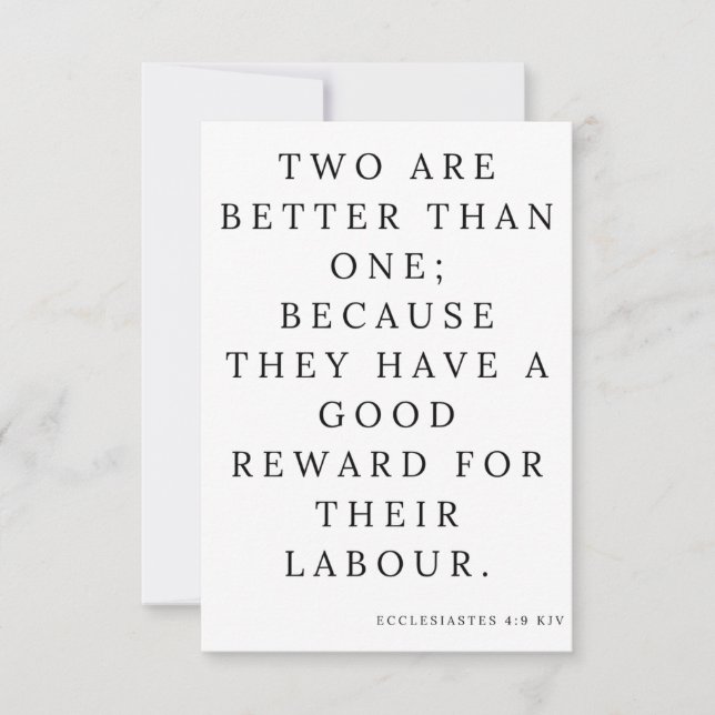 Ecclesiastes 4:9 KJV Bible Scripture Hälsning Kort (Framsida)