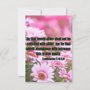 Ecclesiastes 5:10 Bible Verse Pic Flat Hälsning Kort