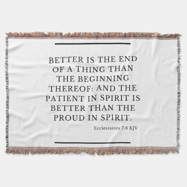Ecclesiastes 7:8 Bible Verse Quote KJV Filt (Framsidan)