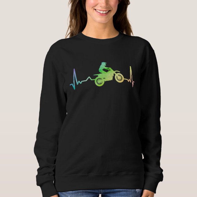 Ecg Heartbeat Dirt Biker Motorcycle Enduro Motocro T Shirt (Framsida)