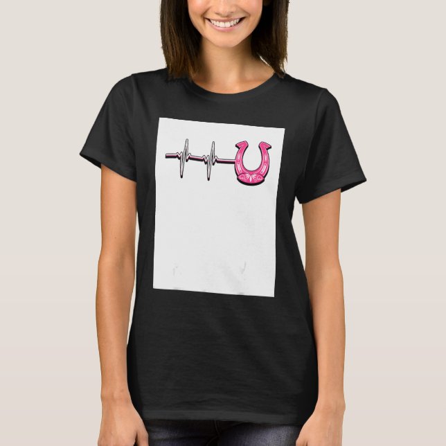 Ecg Heartbeat Graphic Horse Lover Equestrian Rider T Shirt (Framsida)