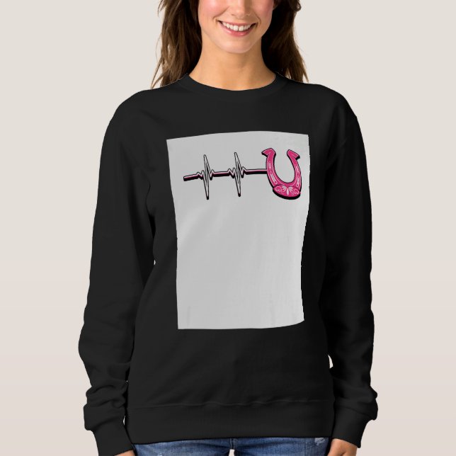 Ecg Heartbeat Graphic Horse Lover Equestrian Rider T Shirt (Framsida)