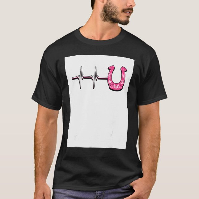 Ecg Heartbeat Graphic Horse Lover Equestrian Rider T Shirt (Framsida)