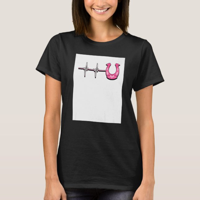 Ecg Heartbeat Graphic Horse Lover Equestrian Rider T Shirt (Framsida)