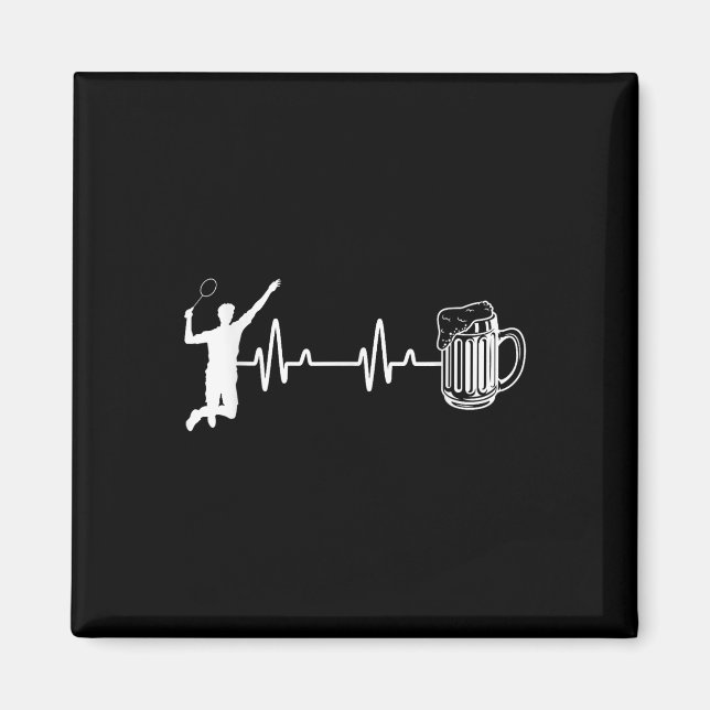 Ecg-pulsslag Badminton Player Shuttle Sports Smas Magnet (Framsidan)
