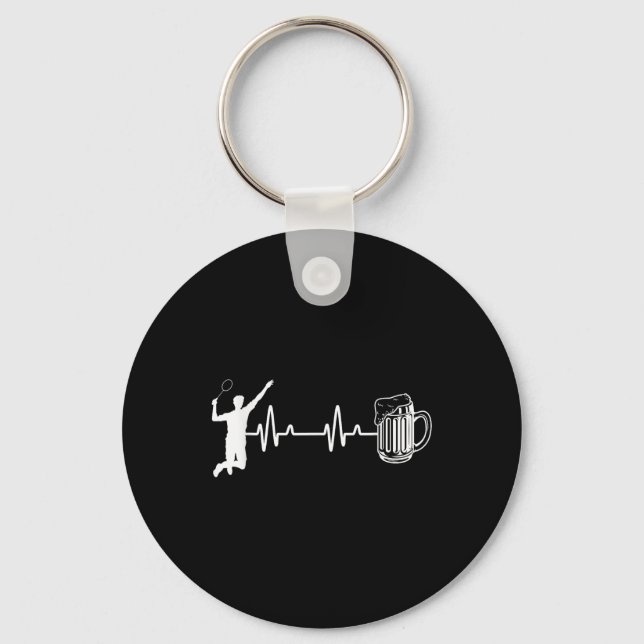Ecg-pulsslag Badminton Player Shuttle Sports Smas Nyckelring (Framsida)