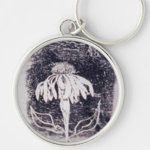 "Echenecea"-Blommigtens nyckelkedja Rund Silverfärgad Nyckelring