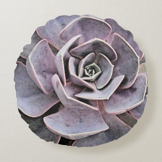 Echeveria "ro" Succulent Rund Kudde (Framsidan)