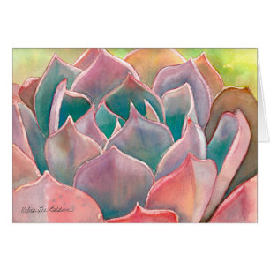 Echeveria vattenfärgkort av Debra Lee Baldwin Hälsningskort