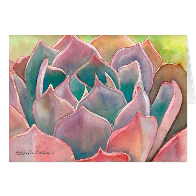 Echeveria vattenfärgkort av Debra Lee Baldwin Hälsningskort (Framsidan Horizontal)