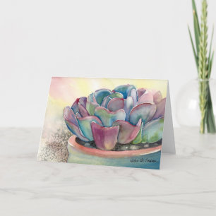 Echeveria vattenfärgkort av Debra Lee Baldwin Kort