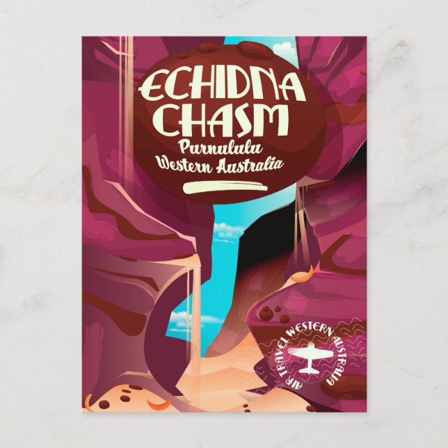 Echidna Chasm-tecknadens reseaffisch Vykort (Framsida)