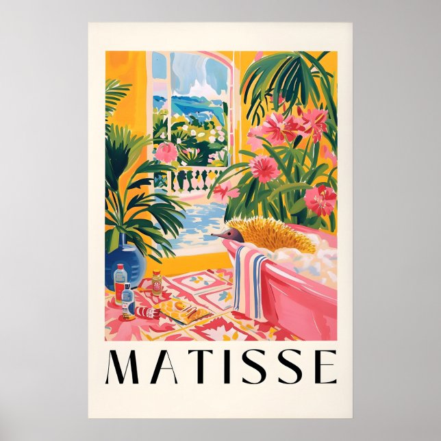 Echidna i badkar konsttryck Matisse stil Poster (Framsidan)
