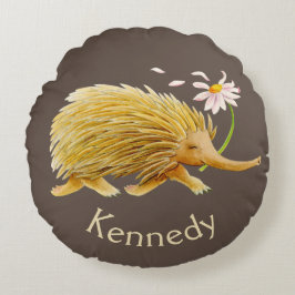 Echidna-vattenfärg vid konsthantverk rund kudde