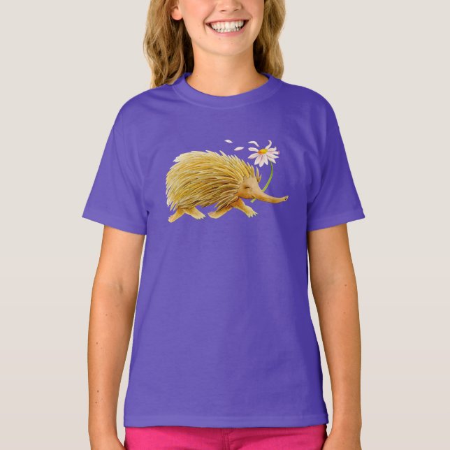 Echidna vismisk vattenfärgsskogskonst t-shirt (Framsida)