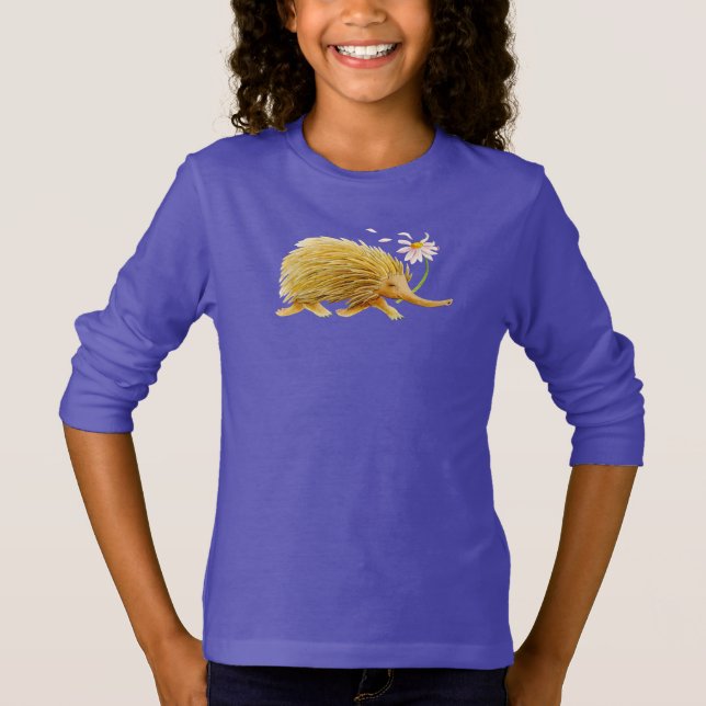 Echidna vismisk vattenfärgsskogskonst t-shirt (Framsida)