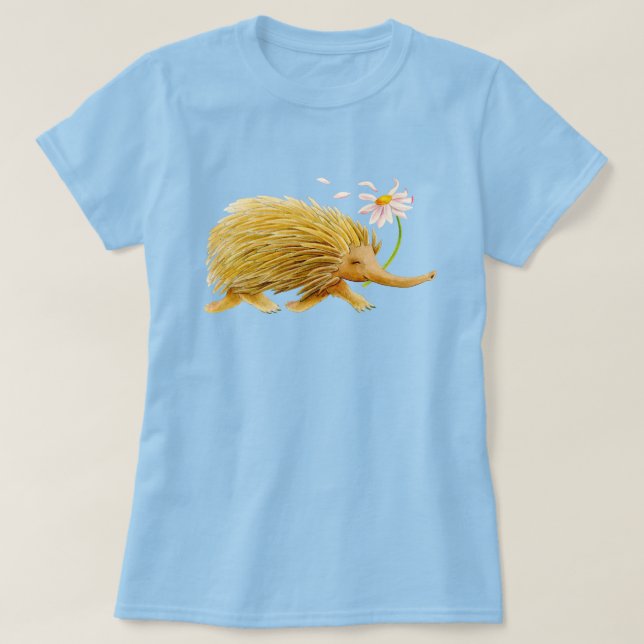 Echidna vismisk vattenfärgsskogskonst t shirt (Design framsida)