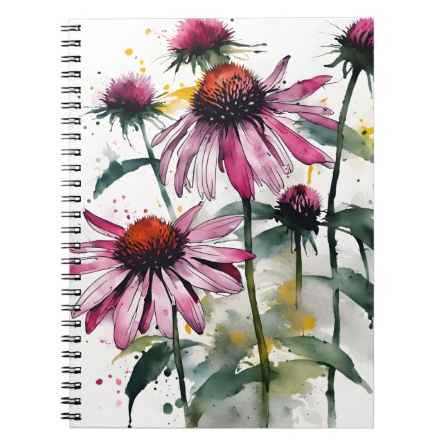 Echinacea - Akvarellblommor Anteckningsbok (Framsidan)