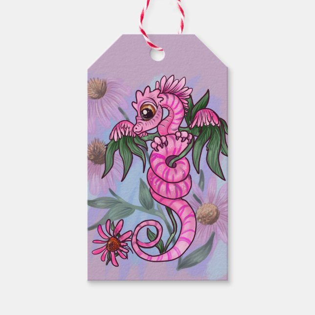 Echinacea blomlil-trädgårdsdrake presentetikett (Framsidan)