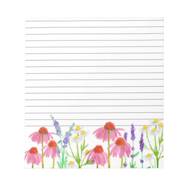 Echinacea Chamomile Lavender Herb Lined Anteckningsblock (Framsida)