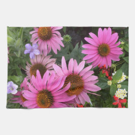 Echinacea coneflowers tea towel kökshandduk