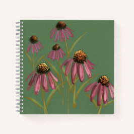 Echinacea Flower Notebook - Muren grönt och rosa