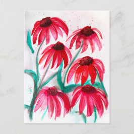 Echinacea Flowers in Bloom - Watercolor Stil Helg Vykort