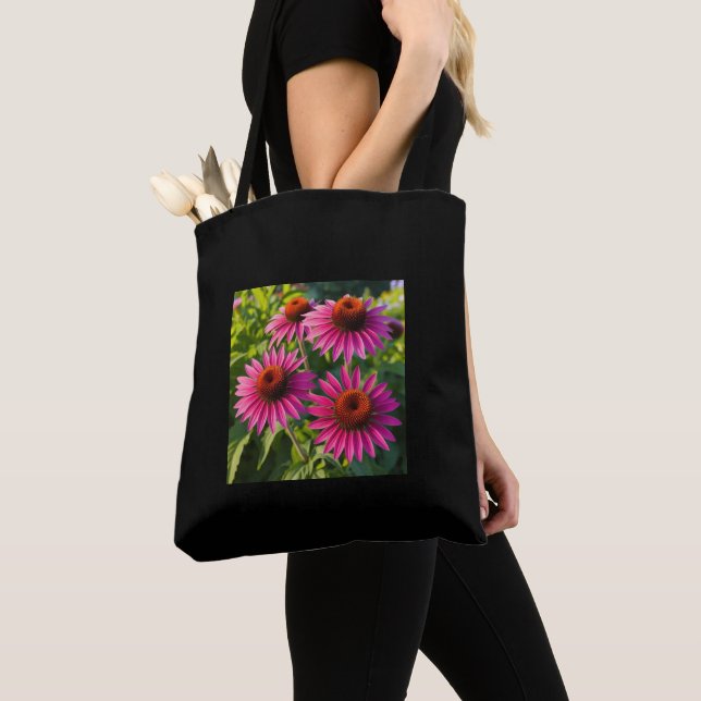 Echinacea Flowers Shoulder Classic Tote Bag Tygkasse (Närbild)