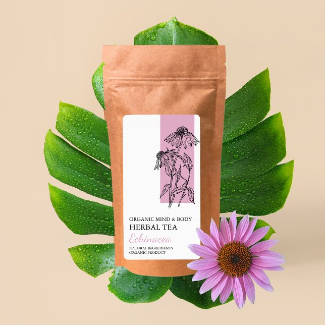 Echinacea Herbal Tea Business Label Fraktsedel (Skapare uppladdad)