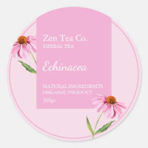 Echinacea Herbal Tea Business Label Runt Klistermärke