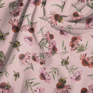 Echinacea kägelblommor Rosa sömlöst mönster Tyg