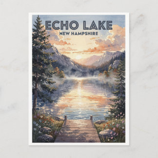 Echo Lake New Hampshire Vintage Resa Vykort