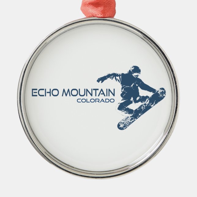 Echo Mountain Colorado Snowboardåkare Julgransprydnad Metall (Framsidan)