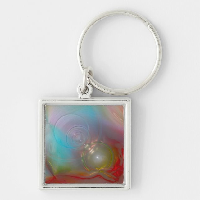 Echo Nebula Keychain Fyrkantig Silverfärgad Nyckelring (Framsidan)
