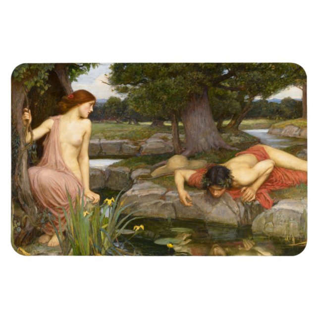 Echo och Narcissus av John William Waterhouse Magnet (Horisontell)