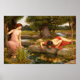 Echo och Narcissus av John William Waterhouse Poster