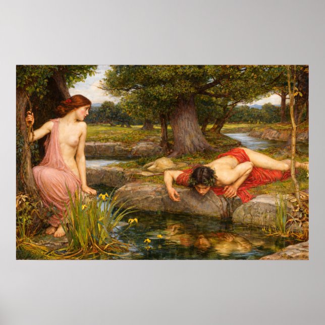 Echo och Narcissus av John William Waterhouse Poster (Framsidan)
