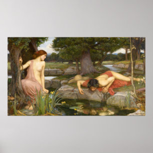 Echo och Narcissus av John William Waterhouse Poster