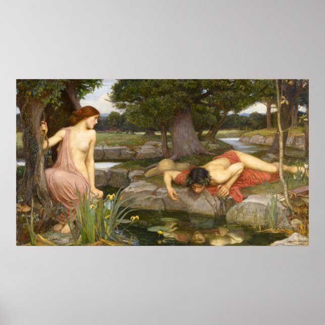 Echo och Narcissus av John William Waterhouse Poster (Framsidan)