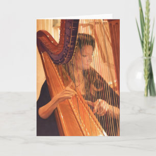 "Echo of Änglar" Harp Player Watercolor Kort
