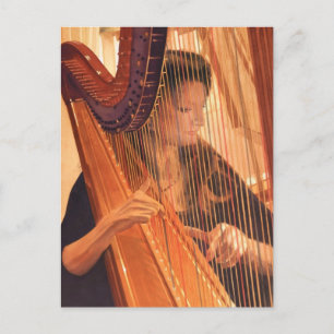 "Echo of Änglar" Harp Player Watercolor Vykort