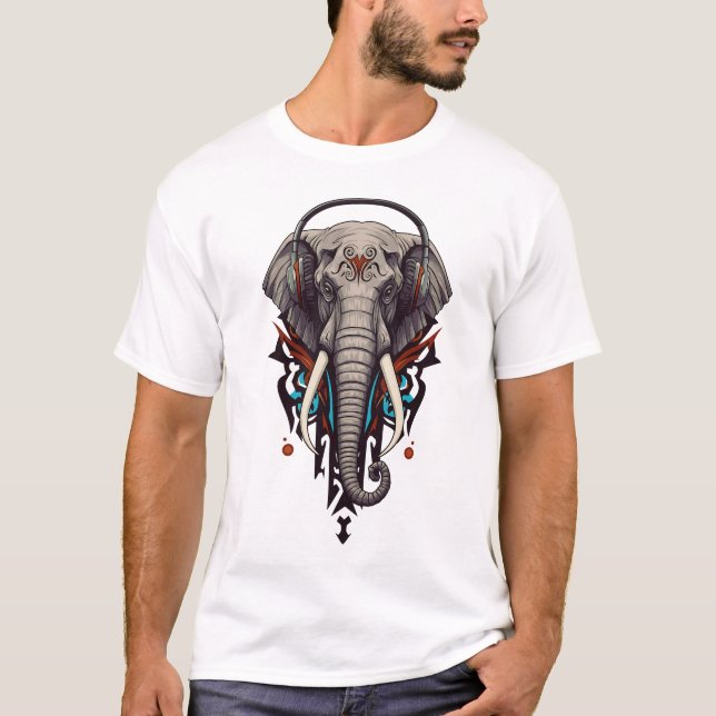 Echo of Giants – Abstract Elephant in Sound T Shirt (Framsida)