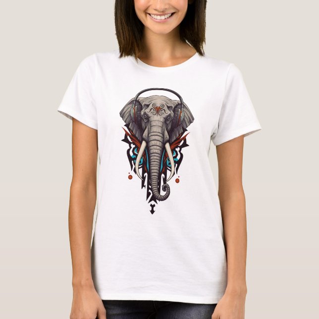 Echo of Giants – Abstract Elephant in Sound T Shirt (Framsida)
