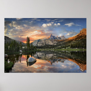 Echo Peaks Sunset från Echo Sjö - Yosemite Poster
