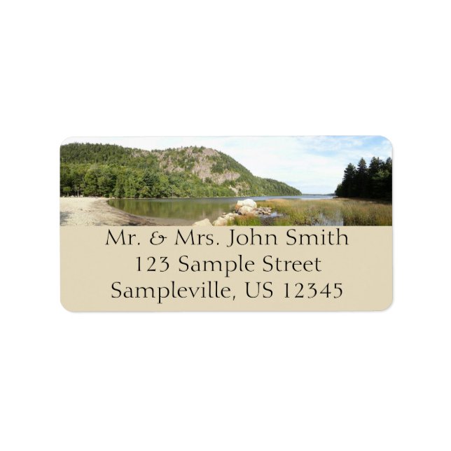 Echo Sjö-stranden i nationalparken Acadia Adressetikett (Framsidan)