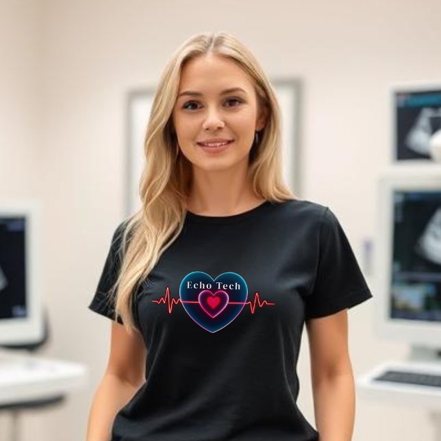 Echo Tech | Heartslag | Hjärta med EKG T Shirt (Echo Tech | Heartbeat | Heart with EKG T-Shirt)