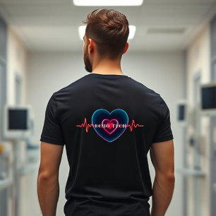 Echo Tech Hjärtbeat Hjärta med EKG T Shirt