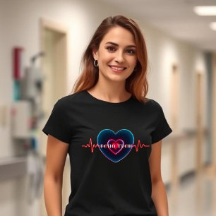 Echo Tech Hjärtbeat Hjärta med EKG T Shirt