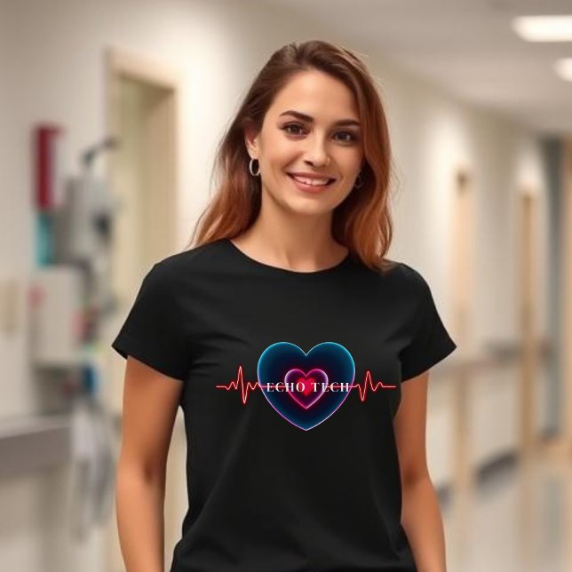 Echo Tech | Hjärtbeat | Hjärta med EKG T Shirt (Echo Tech | Heartbeat | Heart with EKG T-Shirt)